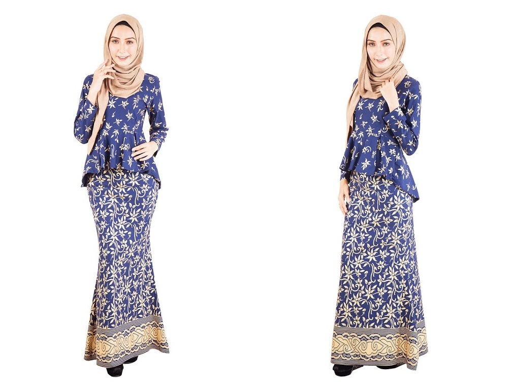QA-389 Women Baju Kurung Songket Blue