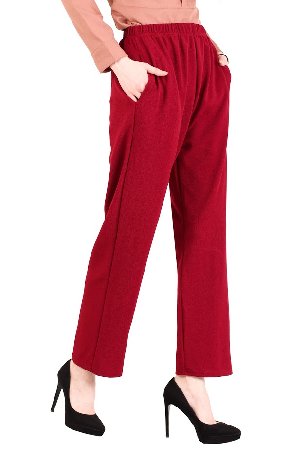QA-394 Women Straight Cut Pant Red
