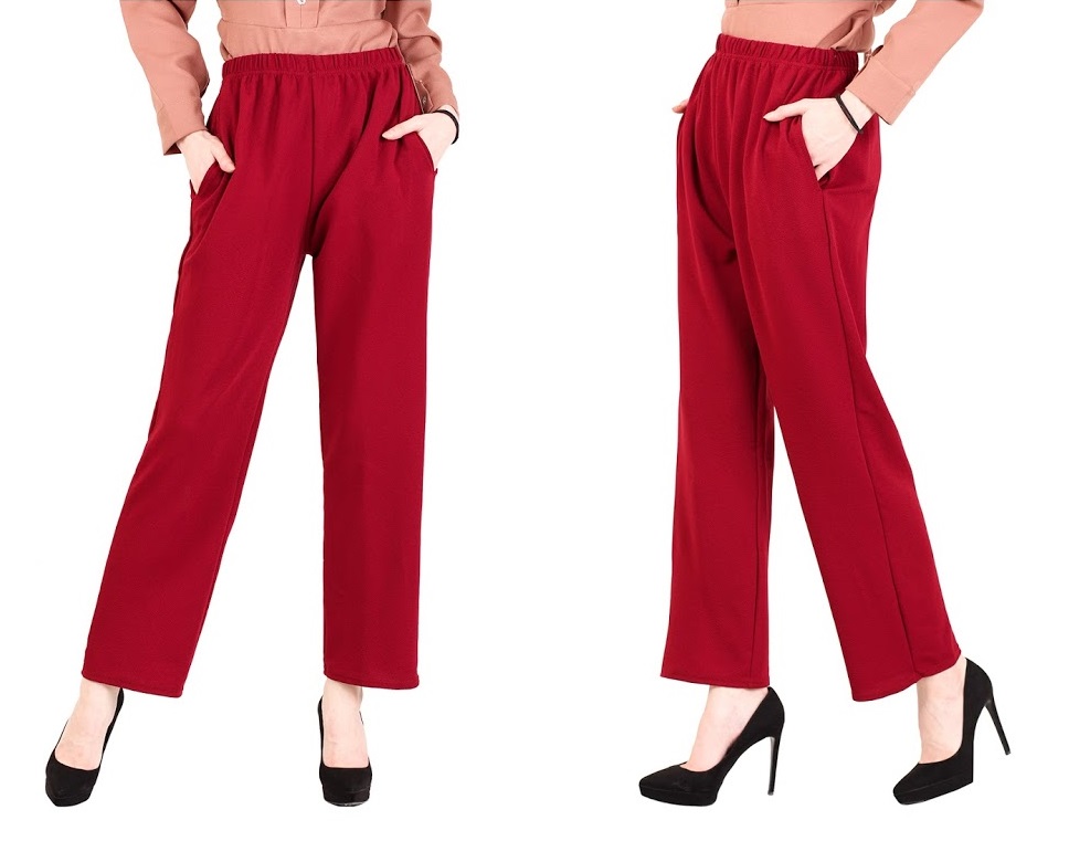 QA-394 Women Straight Cut Pant Red
