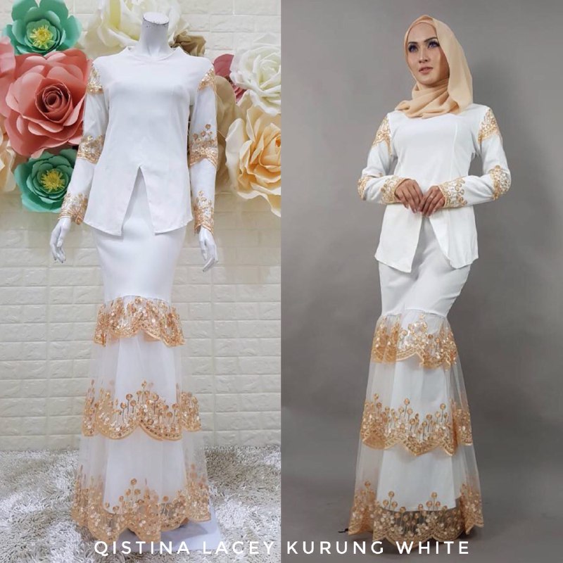 3000 Qistina Lacey Kurung White