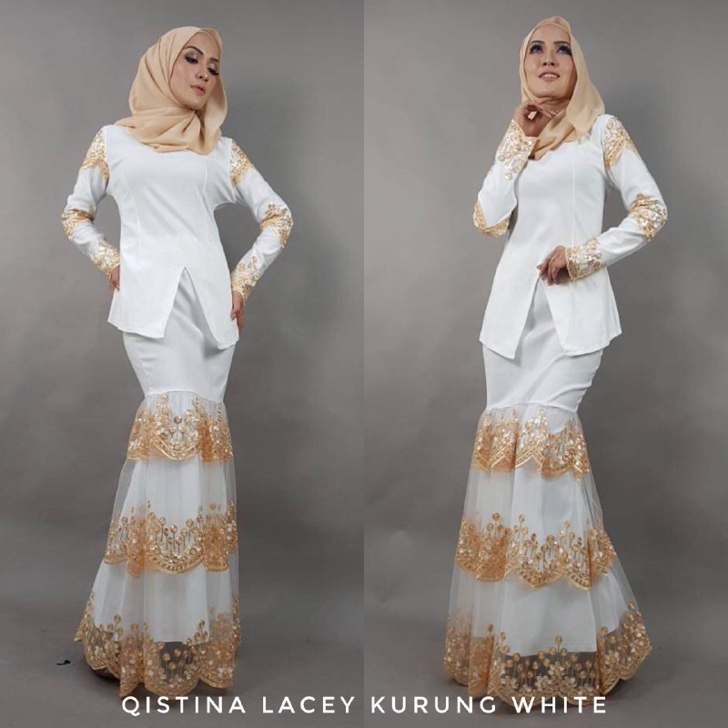 3000 Qistina Lacey Kurung White