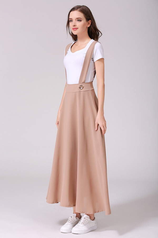 VW12265 Europe Chiffon Strap Dress Khaki