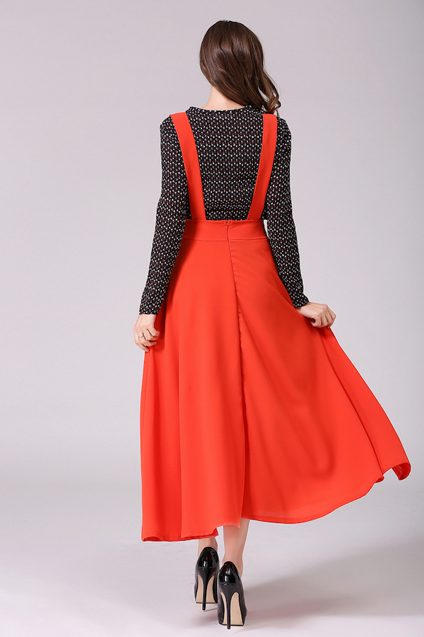 VW12265 Europe Chiffon Strap Dress Red