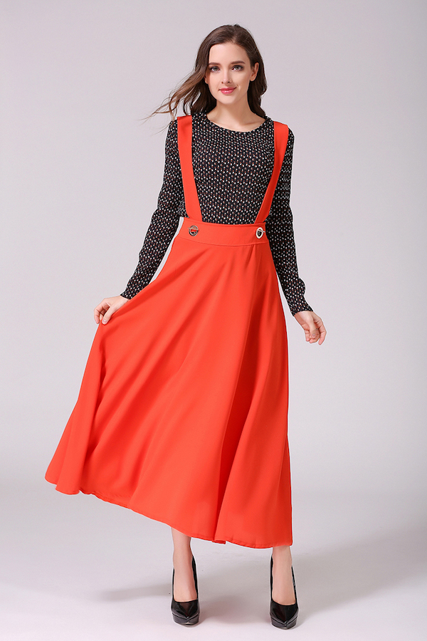 VW12265 Europe Chiffon Strap Dress Red