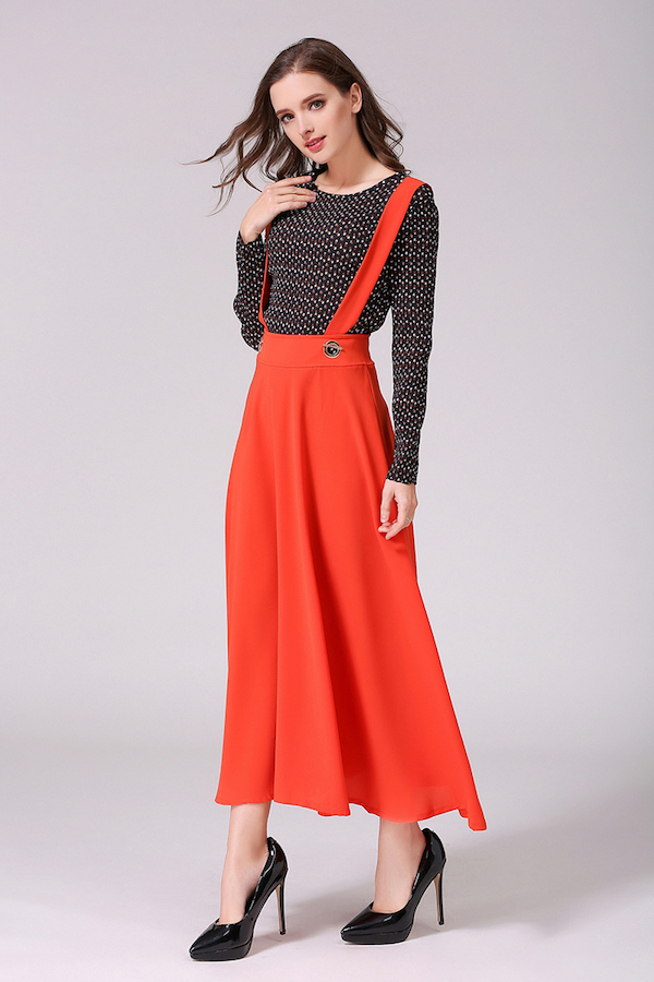 VW12265 Europe Chiffon Strap Dress Red