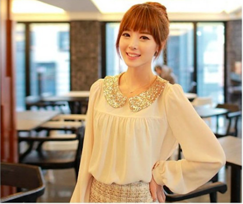 WT21465 Korea Pretty Top White