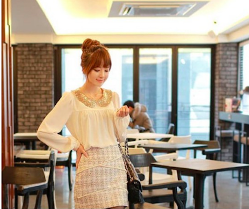 WT21465 Korea Pretty Top White