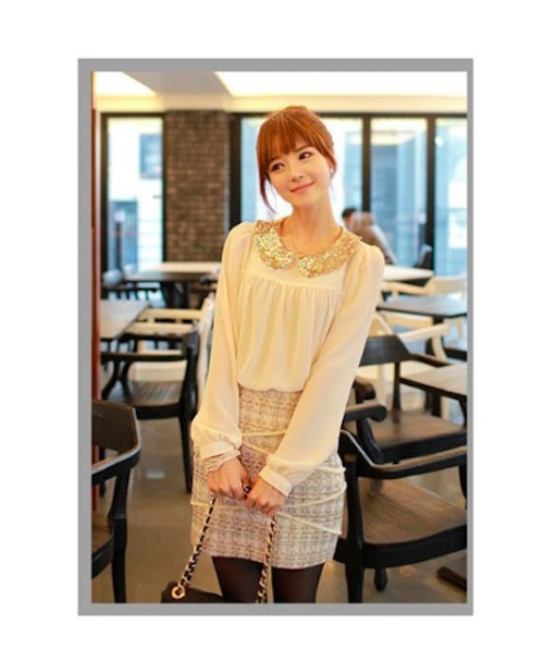 WT21465 Korea Pretty Top White
