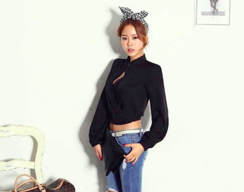 WT21478 Korea Fashion Top Black