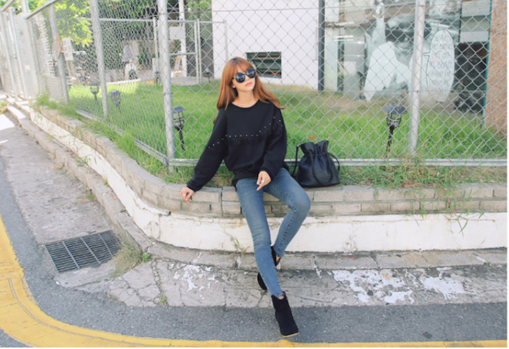 BM70948 Fashion Loose Top Black