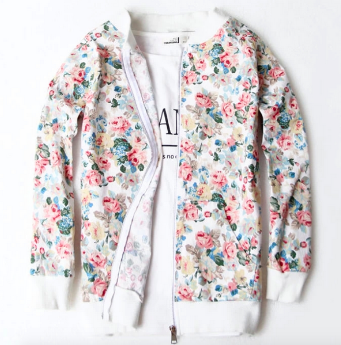 BM70949 Stylish Floral Jacket White