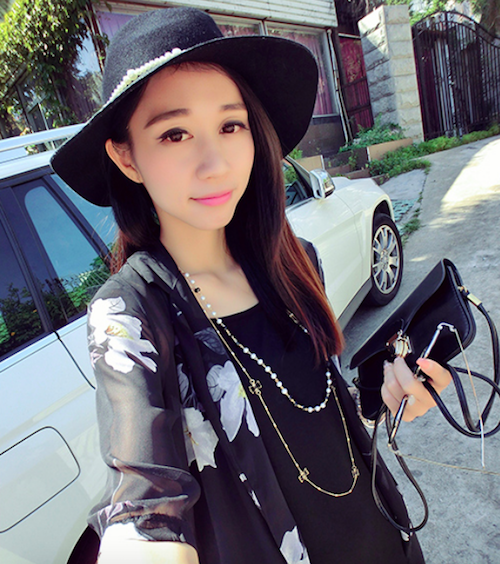 BM70951 Elegant Chiffon Cardigan Black