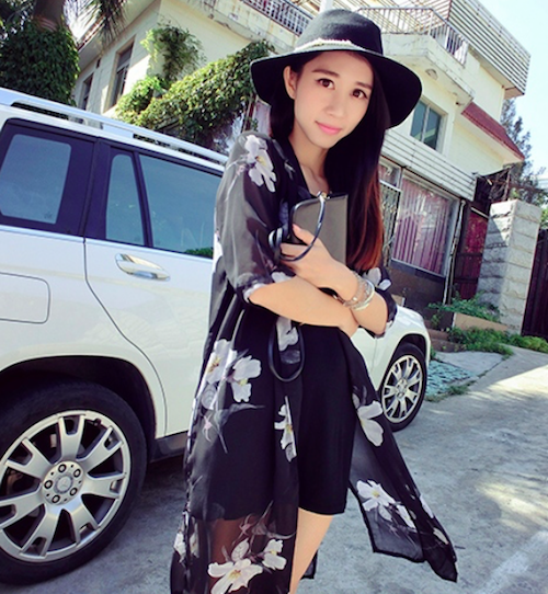 BM70951 Elegant Chiffon Cardigan Black