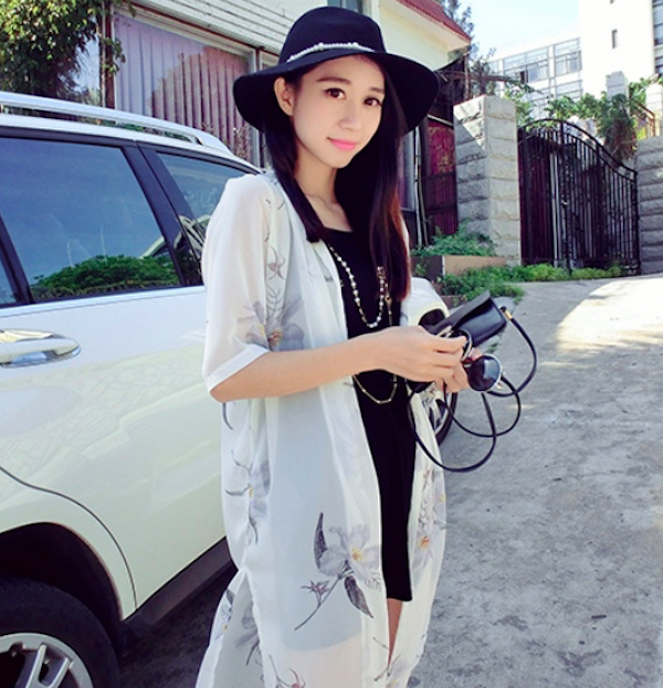 BM70951 Elegant Chiffon Cardigan White