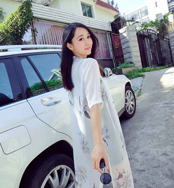 BM70951 Elegant Chiffon Cardigan White
