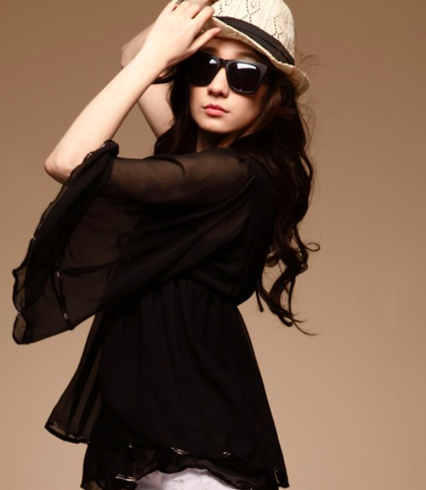 BM70962 Lovely Chiffon Top Black