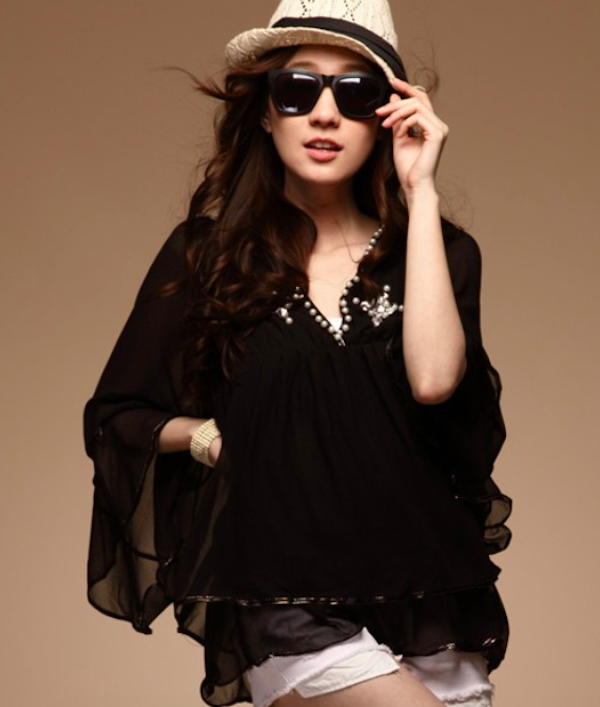 BM70962 Lovely Chiffon Top Black