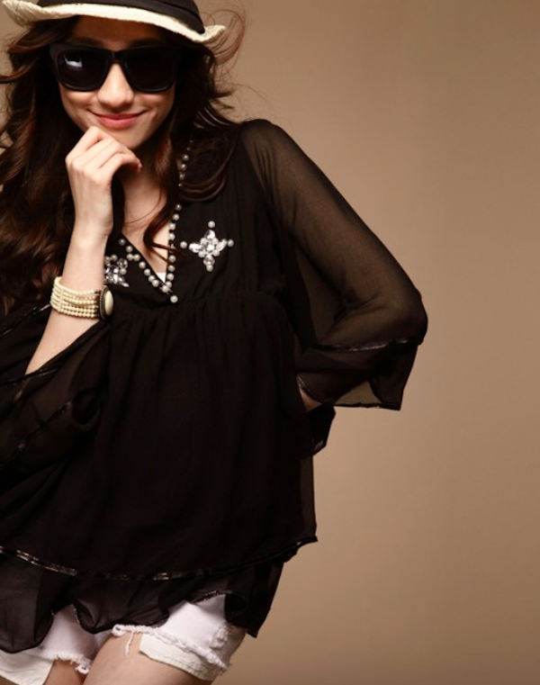 BM70962 Lovely Chiffon Top Black