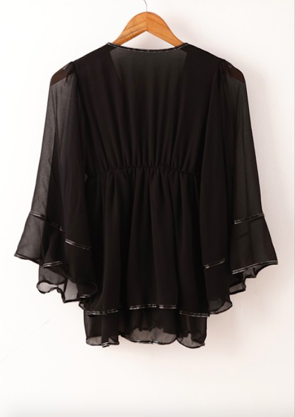 BM70962 Lovely Chiffon Top Black