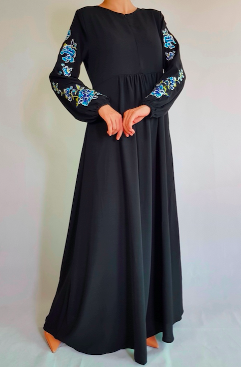 BM70964 Embroidered Jubah Black