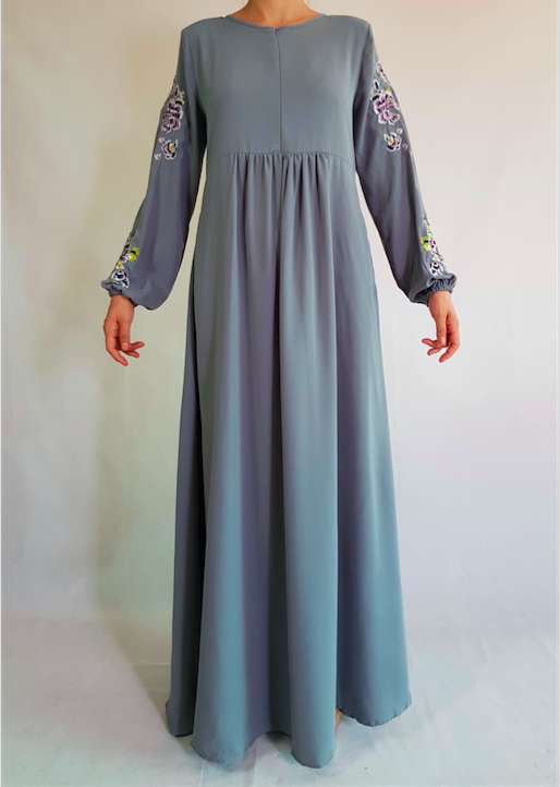 BM70964 Embroidered Jubah Grey