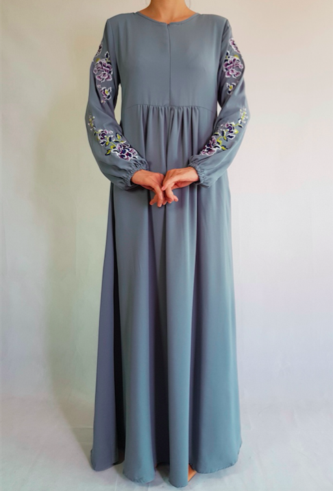 BM70964 Embroidered Jubah Grey