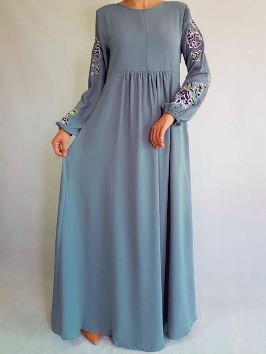 BM70964 Embroidered Jubah Grey