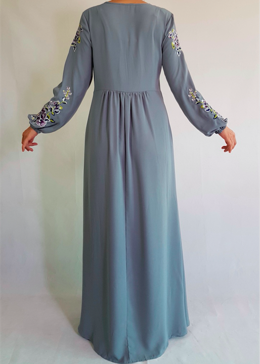 BM70964 Embroidered Jubah Grey