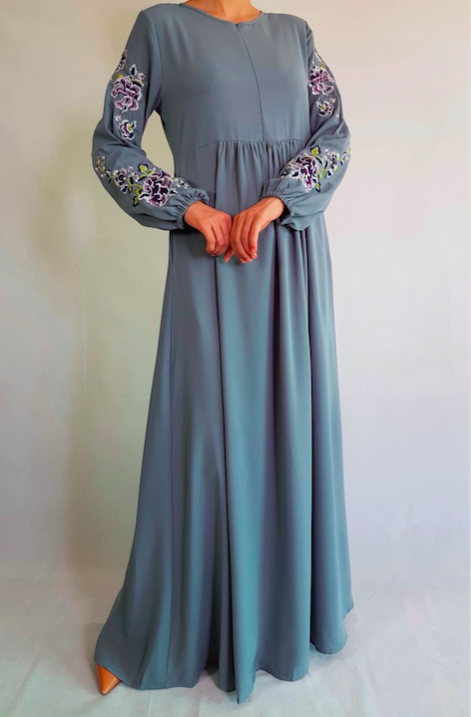 BM70964 Embroidered Jubah Grey