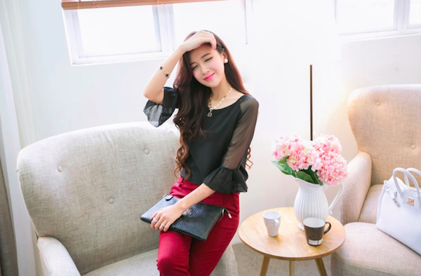 BM70970 Fashion Chiffon Top Black