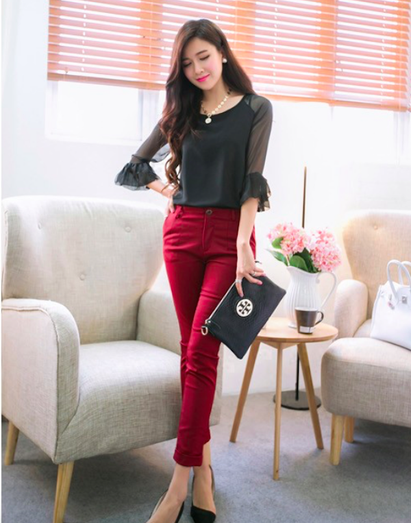 BM70970 Fashion Chiffon Top Black