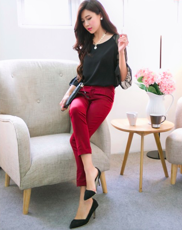 BM70970 Fashion Chiffon Top Black