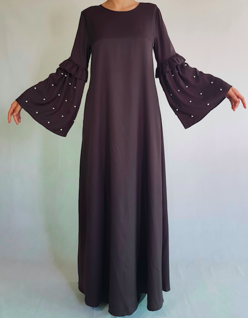 BM70973 Fashion Jubah Dark Brown
