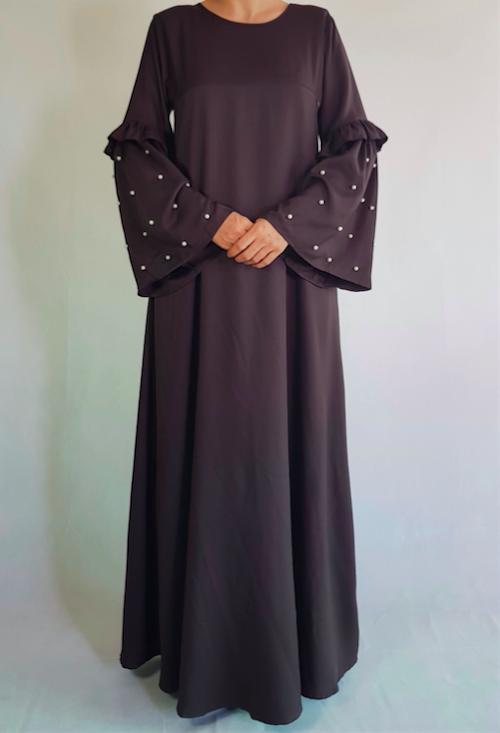 BM70973 Fashion Jubah Dark Brown