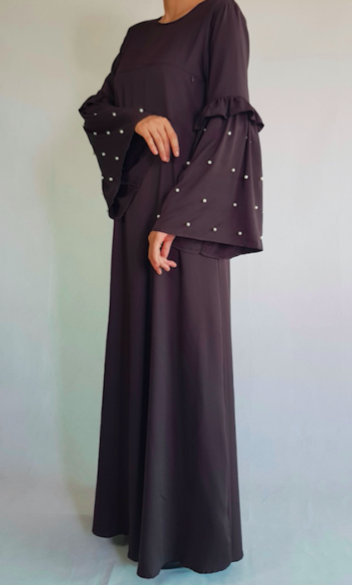 BM70973 Fashion Jubah Dark Brown