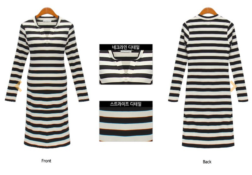 BM70987 Fashion Stripe Dress Black White