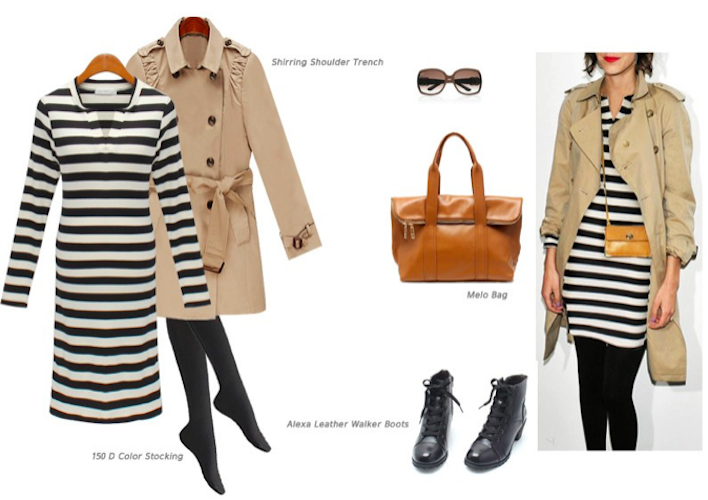 BM70987 Fashion Stripe Dress Grey White