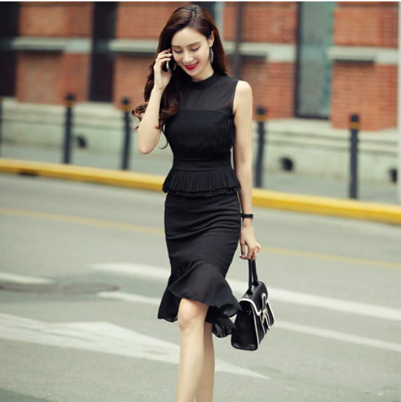 BM70993 Charming Sleeveless Dress Black