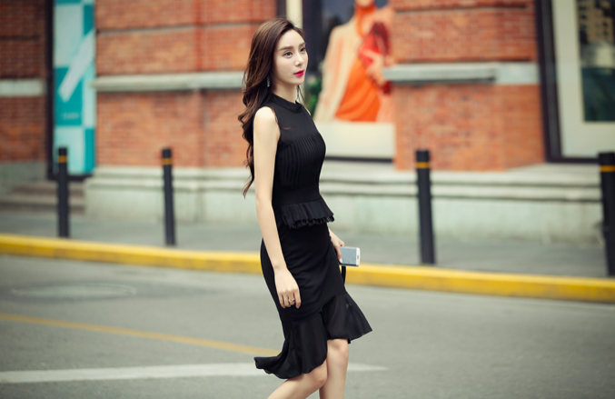 BM70993 Charming Sleeveless Dress Black