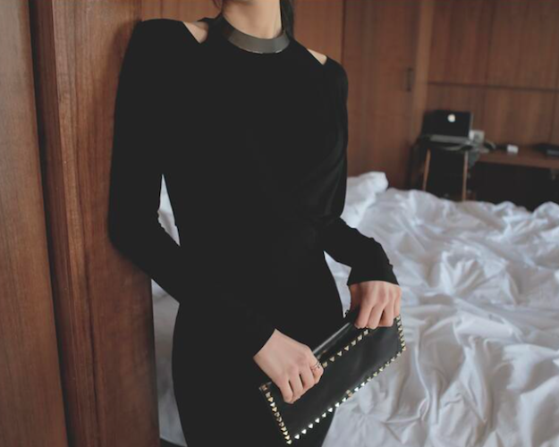 BM70999 Elegant Maxi Dress Black