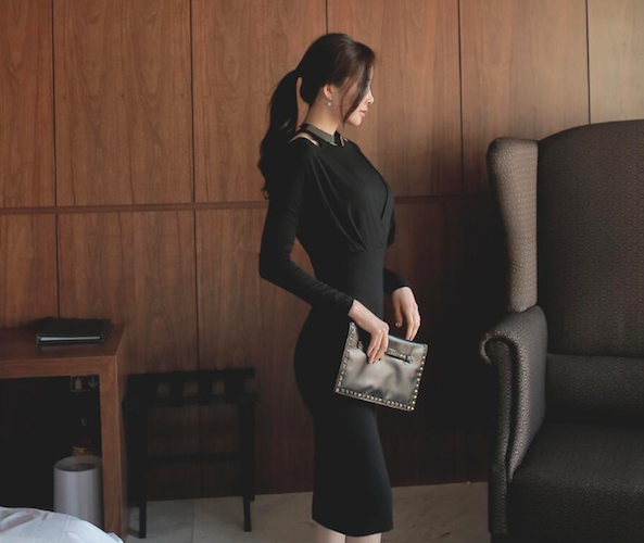 BM70999 Elegant Maxi Dress Black