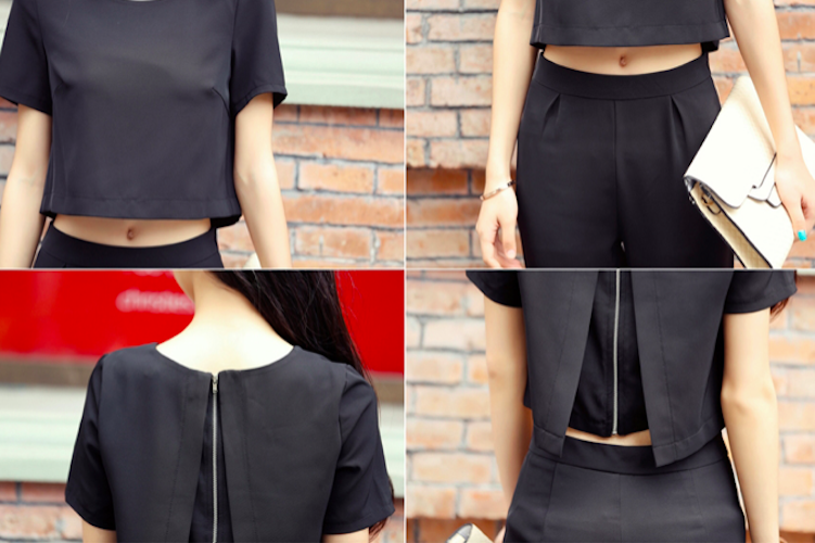 BM71001 Fashion Top and Pant Set Black