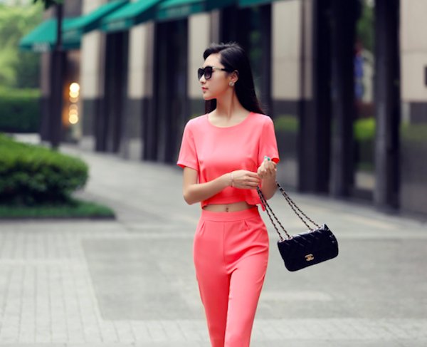 BM71001 Fashion Top and Pant Set Pink