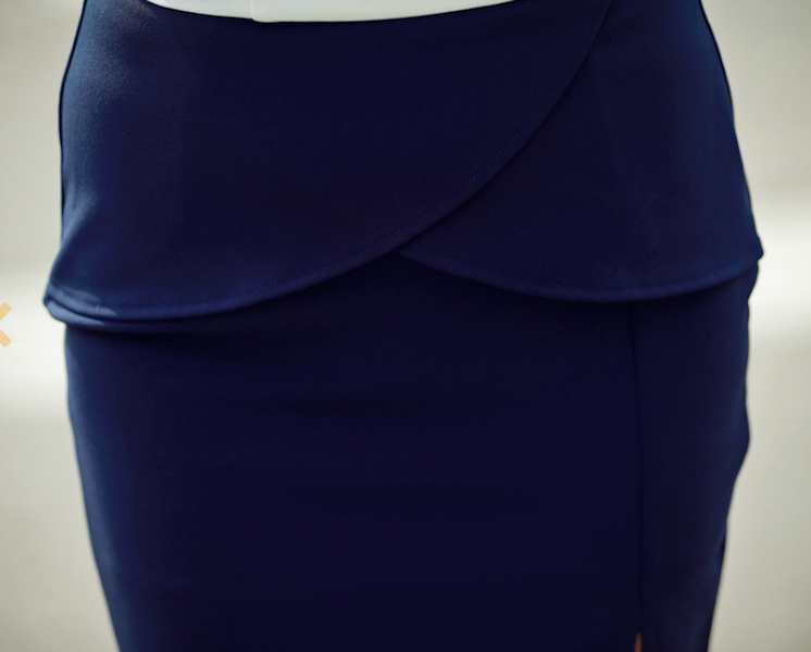 BM71008 High Waist OL Skirt Blue