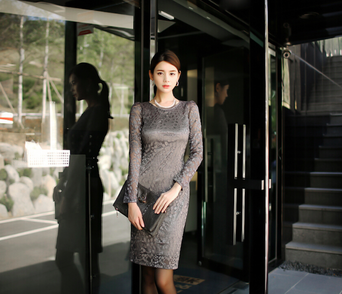 BM71011 Stylish Lace Dress As Picture 