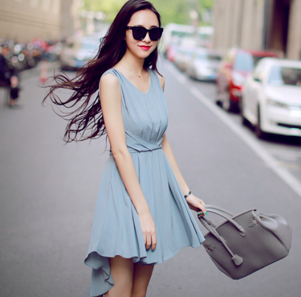 BM71021 Trendy Dress Light Blue