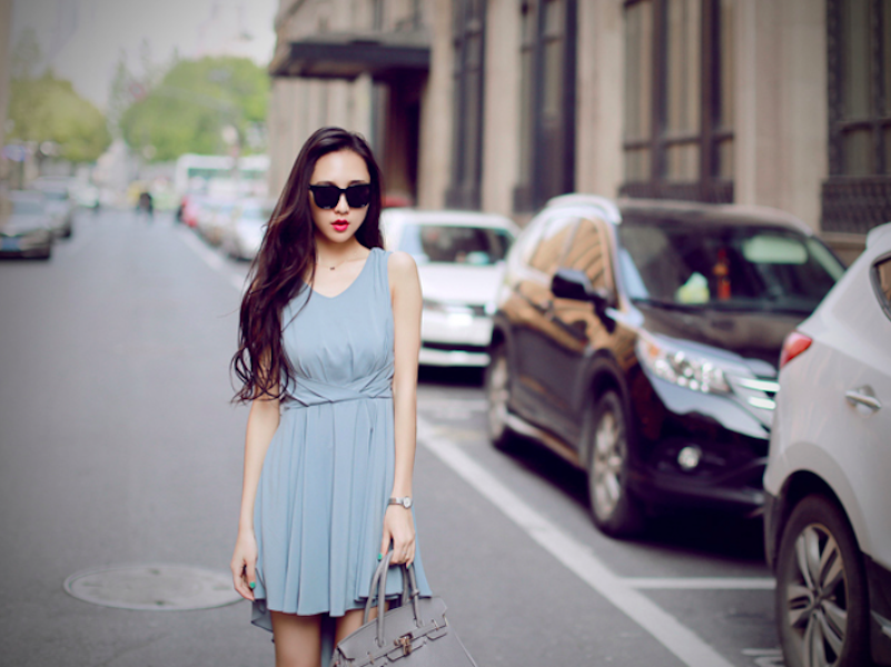 BM71021 Trendy Dress Light Blue