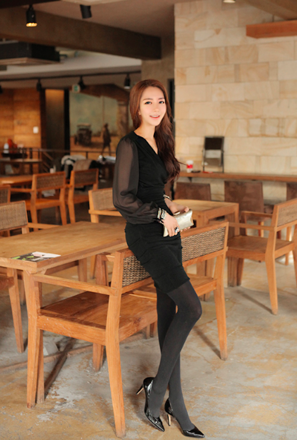 BM71022 Chiffon Dinner Dress Black
