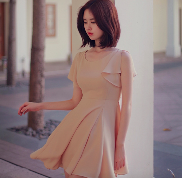 BM71033 Wavy Chiffon Dress As Picture