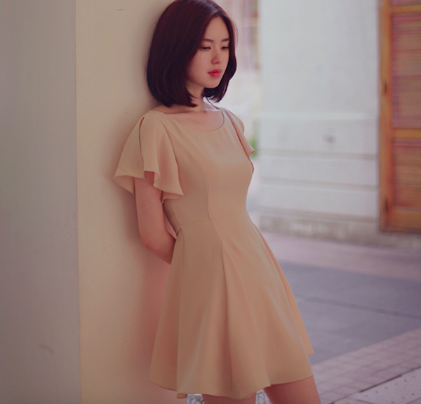 BM71033 Wavy Chiffon Dress As Picture
